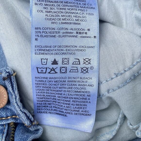 Signature Levi Strauss Cuffed Hem High Rise 3" Stretch Jean Shorts Size 14 32” - Picture 6 of 6